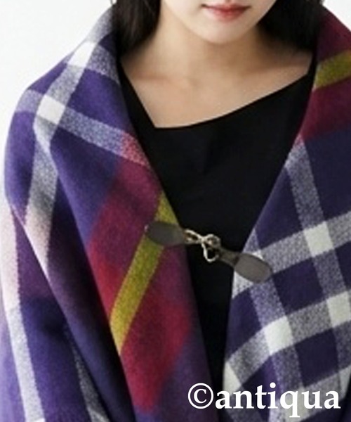 antiqua（アンティカ）の「チェック柄 2WAY ストール（ストール/ショール・レディース・ネイビー系1/レッド系その他/ブラックミックス・ONESIZE）」の9枚目の写真