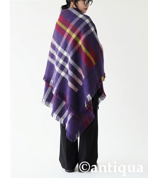 antiqua（アンティカ）の「チェック柄 2WAY ストール（ストール/ショール・レディース・ネイビー系1/レッド系その他/ブラックミックス・ONESIZE）」の10枚目の写真