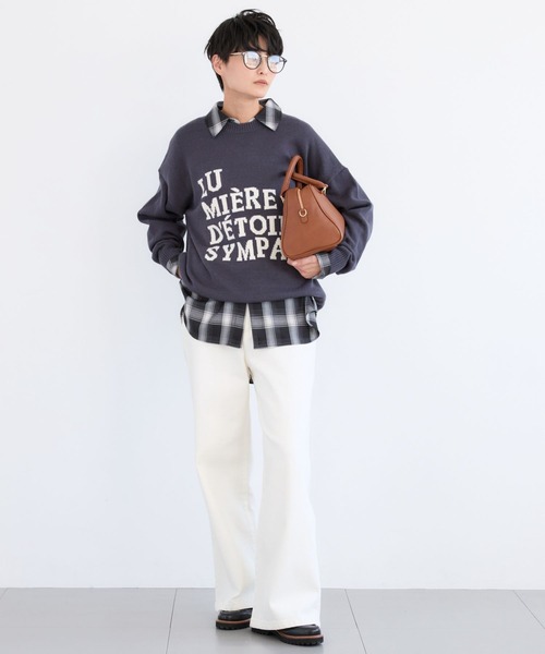 BARNYARDSTORM(バンヤードストーム)の「BARNYARDSTORM / ルーズシルエットロゴニット / ハンドウォッシャブル【WEB限定カラー】(ニット/セーター・レディース・サックスブルー/チャコールグレー/オフホワイト・FREE)」の6枚目の写真