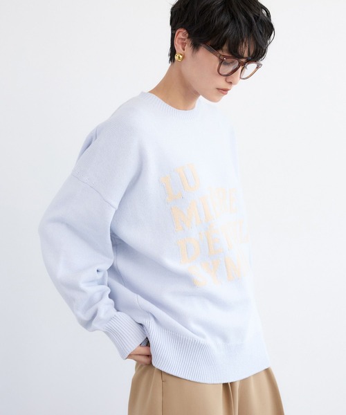 BARNYARDSTORM(バンヤードストーム)の「BARNYARDSTORM / ルーズシルエットロゴニット / ハンドウォッシャブル【WEB限定カラー】(ニット/セーター・レディース・サックスブルー/チャコールグレー/オフホワイト・FREE)」の9枚目の写真