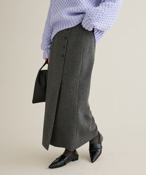 CRAFT STANDARD BOUTIQUE(クラフトスタンダードブティック)の「ラップ風Iラインスカート(スカート・レディース・ライトベージュ/杢グレー・FREE)」の15枚目の写真