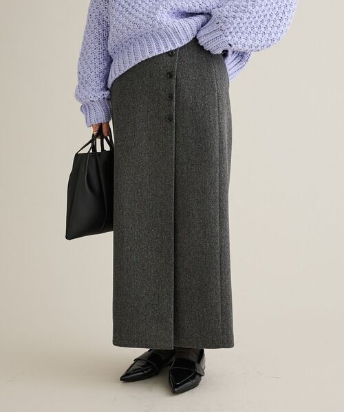 CRAFT STANDARD BOUTIQUE(クラフトスタンダードブティック)の「ラップ風Iラインスカート(スカート・レディース・ライトベージュ/杢グレー・FREE)」の3枚目の写真