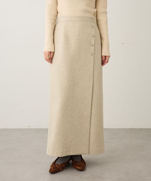 CRAFT STANDARD BOUTIQUE(クラフトスタンダードブティック)の「ラップ風Iラインスカート(スカート・レディース・ライトベージュ/杢グレー・FREE)」の10枚目の写真