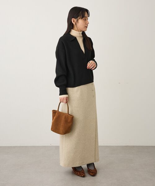 CRAFT STANDARD BOUTIQUE(クラフトスタンダードブティック)の「ラップ風Iラインスカート(スカート・レディース・ライトベージュ/杢グレー・FREE)」の17枚目の写真