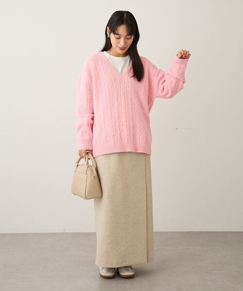 CRAFT STANDARD BOUTIQUE(クラフトスタンダードブティック)の「ラップ風Iラインスカート(スカート・レディース・ライトベージュ/杢グレー・FREE)」の19枚目の写真