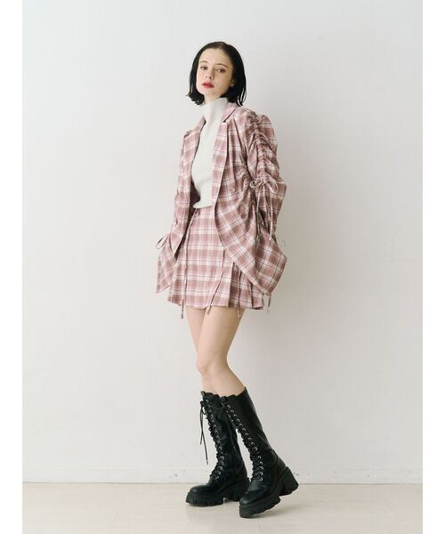 jouetie（ジュエティ）の「リボンプリーツスカパン【セットアップ対応】（スカート・レディース・ピンク/グレー/ブラック・MEDIUM）」の21枚目の写真