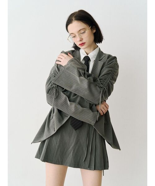 jouetie（ジュエティ）の「リボンプリーツスカパン【セットアップ対応】（スカート・レディース・ピンク/グレー/ブラック・MEDIUM）」の6枚目の写真