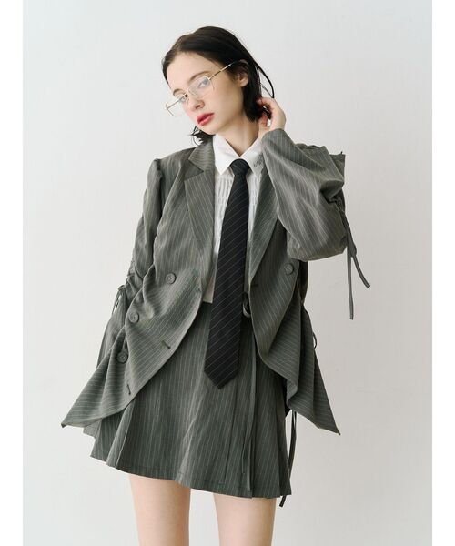 jouetie（ジュエティ）の「リボンプリーツスカパン【セットアップ対応】（スカート・レディース・ピンク/グレー/ブラック・MEDIUM）」の7枚目の写真