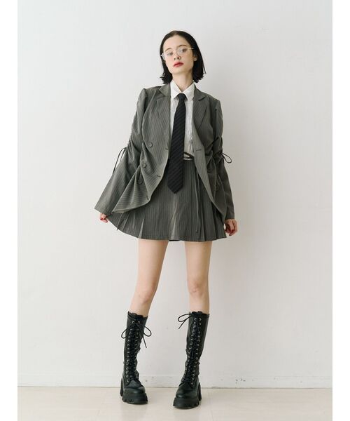 jouetie（ジュエティ）の「リボンプリーツスカパン【セットアップ対応】（スカート・レディース・ピンク/グレー/ブラック・MEDIUM）」の9枚目の写真