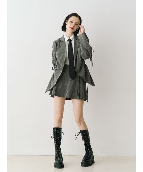 jouetie（ジュエティ）の「リボンプリーツスカパン【セットアップ対応】（スカート・レディース・ピンク/グレー/ブラック・MEDIUM）」の10枚目の写真