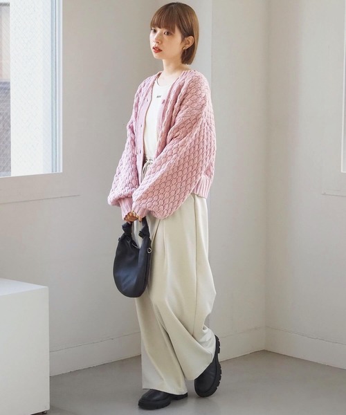 tiptop（ティップトップ）の「ポコポコ編前後2wayカーディガン（ニット/セーター・レディース・アイボリー/チャコールグレー/ピンク/イエロー・FREE）」の20枚目の写真