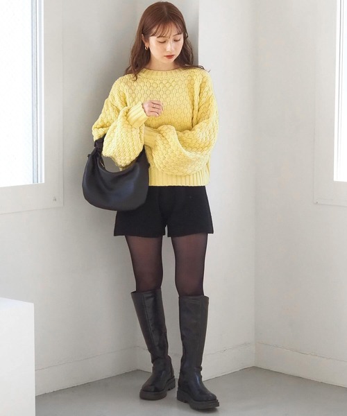 tiptop（ティップトップ）の「ポコポコ編前後2wayカーディガン（ニット/セーター・レディース・アイボリー/チャコールグレー/ピンク/イエロー・FREE）」の11枚目の写真