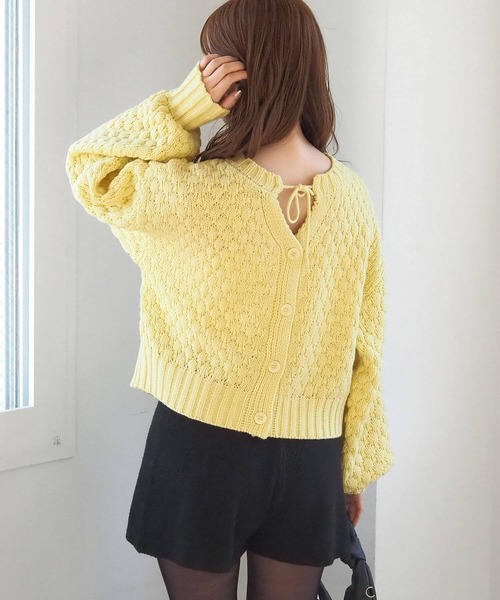 tiptop（ティップトップ）の「ポコポコ編前後2wayカーディガン（ニット/セーター・レディース・アイボリー/チャコールグレー/ピンク/イエロー・FREE）」の13枚目の写真