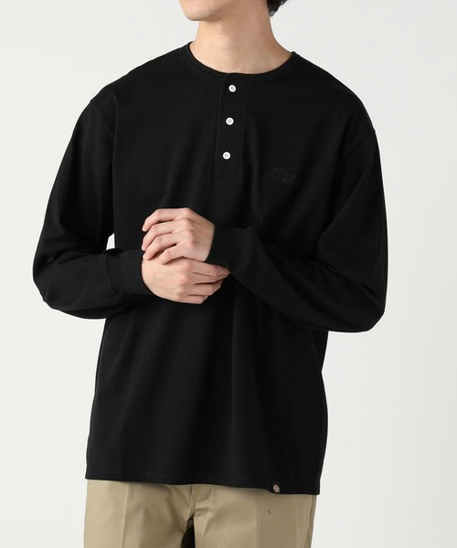 Dickies(ディッキーズ)の「Dickies/ディッキーズ ヘンリーネック エンブレムTシャツ/半袖Tシャツ(Tシャツ/カットソー・メンズ・ダークブラウン/ホワイト/ブラック・X-LARGE/LARGE/MEDIUM)」の3枚目の写真