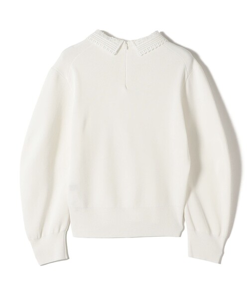 SHIPS Primary Navy Label:〈手洗い可能〉シルク混 レース 襟 プル