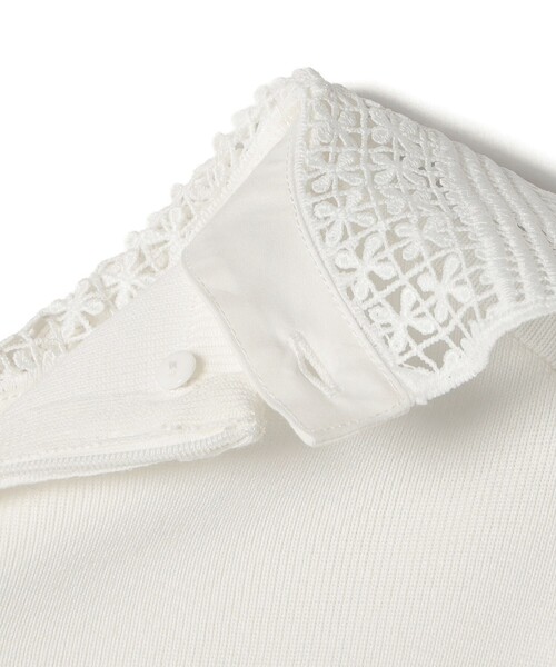 SHIPS(シップス)の「SHIPS Primary Navy Label:〈手洗い可能〉シルク混 レース 襟 プルオーバー(ニット/セーター・レディース・オフホワイト/ネイビー・ONE SIZE)」の8枚目の写真