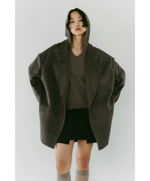 Knuth Marf（クヌースマーフ）の「muffler overlay jacket(unisex)（テーラードジャケット・レディース・グレー・MEDIUM/SMALL）」の18枚目の写真