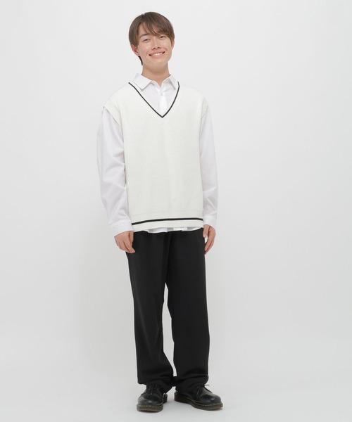 GLOBAL WORK（グローバルワーク）の「2SET＊ベスト＊シャツ/AND YUA ANY/633845（シャツ/ブラウス・キッズ・オフホワイト/ブルー・SMALL/MEDIUM/LARGE）」の3枚目の写真