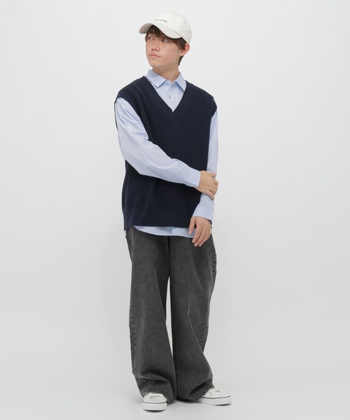 GLOBAL WORK（グローバルワーク）の「2SET＊ベスト＊シャツ/AND YUA ANY/633845（シャツ/ブラウス・キッズ・オフホワイト/ブルー・SMALL/MEDIUM/LARGE）」の10枚目の写真