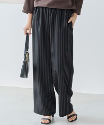 LAVEANGE（ラビアンジェ）の「【洗える】ウエストシャーリングピンストライプパンツ（その他パンツ）」
