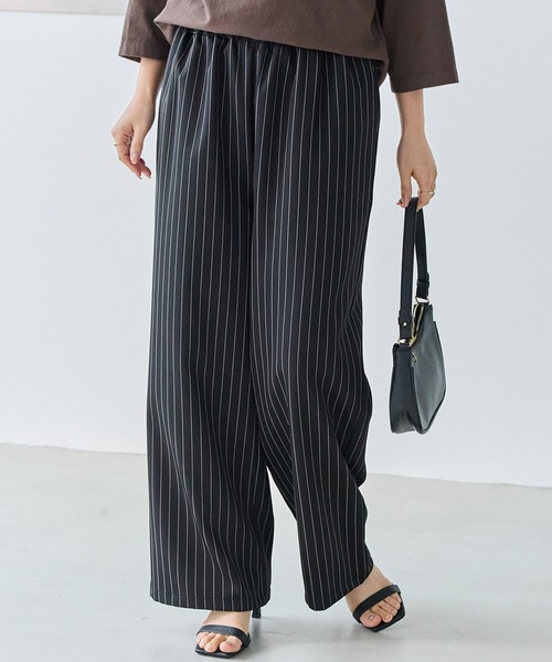 LAVEANGE（ラビアンジェ）の「【洗える】ウエストシャーリングピンストライプパンツ（その他パンツ・レディース・ブラック/ブラウン・5L/4L/3L/LL/M）」の15枚目の写真