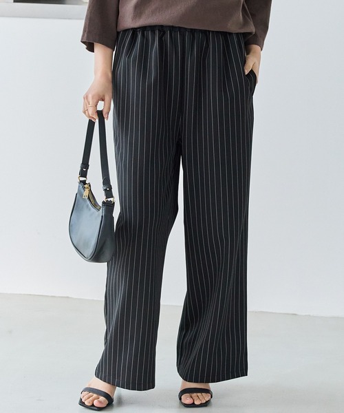 LAVEANGE（ラビアンジェ）の「【洗える】ウエストシャーリングピンストライプパンツ（その他パンツ・レディース・ブラック/ブラウン・5L/4L/3L/LL/M）」の16枚目の写真
