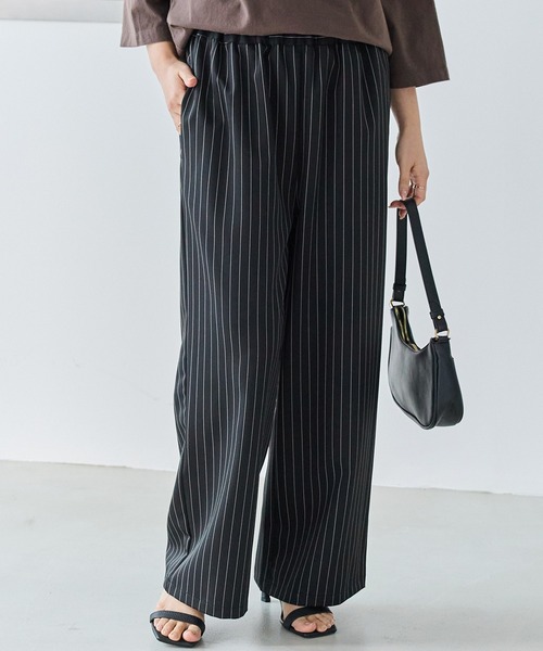 LAVEANGE（ラビアンジェ）の「【洗える】ウエストシャーリングピンストライプパンツ（その他パンツ・レディース・ブラック/ブラウン・5L/4L/3L/LL/M）」の17枚目の写真