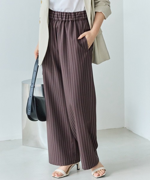 LAVEANGE（ラビアンジェ）の「【洗える】ウエストシャーリングピンストライプパンツ（その他パンツ・レディース・ブラック/ブラウン・5L/4L/3L/LL/M）」の3枚目の写真