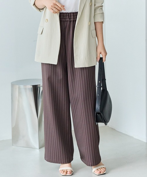 LAVEANGE（ラビアンジェ）の「【洗える】ウエストシャーリングピンストライプパンツ（その他パンツ・レディース・ブラック/ブラウン・5L/4L/3L/LL/M）」の4枚目の写真