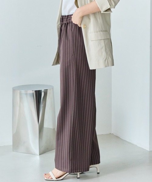 LAVEANGE（ラビアンジェ）の「【洗える】ウエストシャーリングピンストライプパンツ（その他パンツ・レディース・ブラック/ブラウン・5L/4L/3L/LL/M）」の6枚目の写真