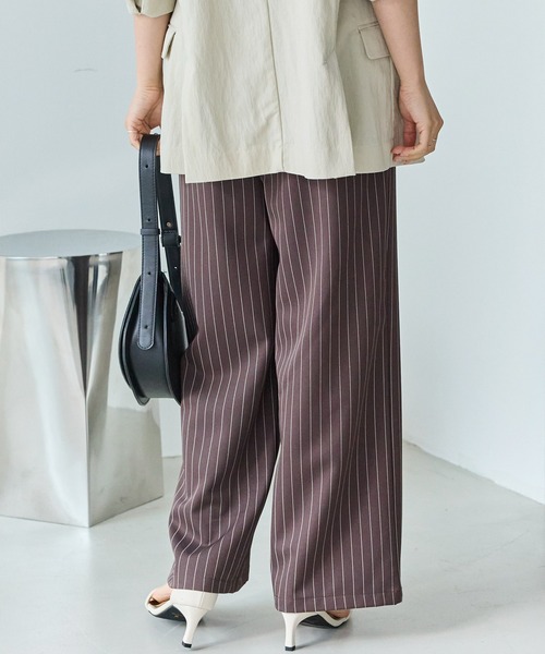 LAVEANGE（ラビアンジェ）の「【洗える】ウエストシャーリングピンストライプパンツ（その他パンツ・レディース・ブラック/ブラウン・5L/4L/3L/LL/M）」の7枚目の写真