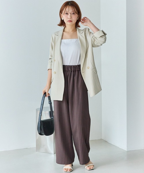 LAVEANGE（ラビアンジェ）の「【洗える】ウエストシャーリングピンストライプパンツ（その他パンツ・レディース・ブラック/ブラウン・5L/4L/3L/LL/M）」の8枚目の写真