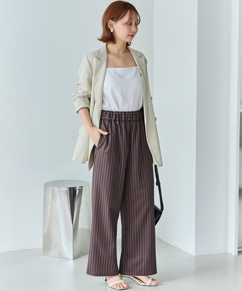 LAVEANGE（ラビアンジェ）の「【洗える】ウエストシャーリングピンストライプパンツ（その他パンツ・レディース・ブラック/ブラウン・5L/4L/3L/LL/M）」の9枚目の写真