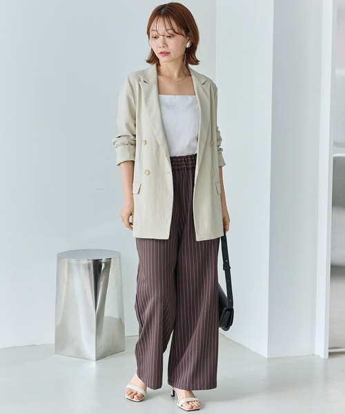 LAVEANGE（ラビアンジェ）の「【洗える】ウエストシャーリングピンストライプパンツ（その他パンツ・レディース・ブラック/ブラウン・5L/4L/3L/LL/M）」の10枚目の写真