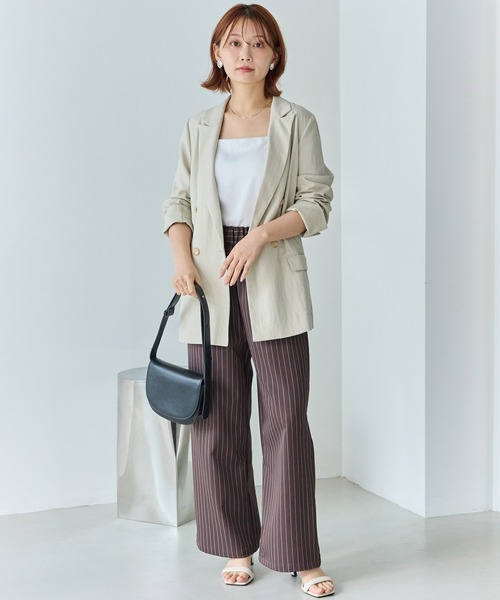 LAVEANGE（ラビアンジェ）の「【洗える】ウエストシャーリングピンストライプパンツ（その他パンツ・レディース・ブラック/ブラウン・5L/4L/3L/LL/M）」の11枚目の写真