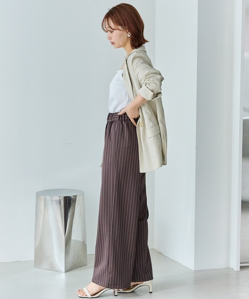 LAVEANGE（ラビアンジェ）の「【洗える】ウエストシャーリングピンストライプパンツ（その他パンツ・レディース・ブラック/ブラウン・5L/4L/3L/LL/M）」の13枚目の写真
