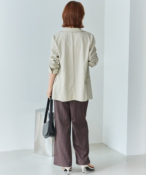 LAVEANGE（ラビアンジェ）の「【洗える】ウエストシャーリングピンストライプパンツ（その他パンツ・レディース・ブラック/ブラウン・5L/4L/3L/LL/M）」の14枚目の写真