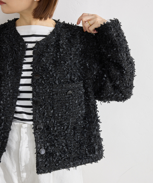 ファンシーツイードジャケット（ノーカラージャケット）｜IENA（イエナ