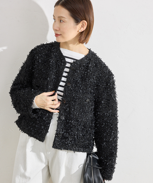 ファンシーツイードジャケット（ノーカラージャケット）｜IENA（イエナ
