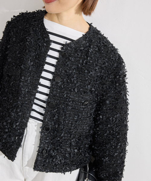 ファンシーツイードジャケット（ノーカラージャケット）｜IENA（イエナ