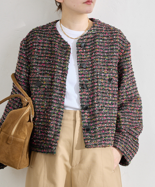 ファンシーツイードジャケット（ノーカラージャケット）｜IENA（イエナ