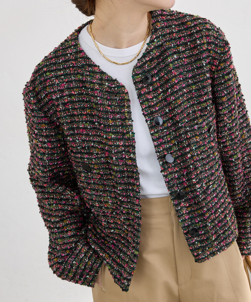 ファンシーツイードジャケット（ノーカラージャケット）｜IENA（イエナ