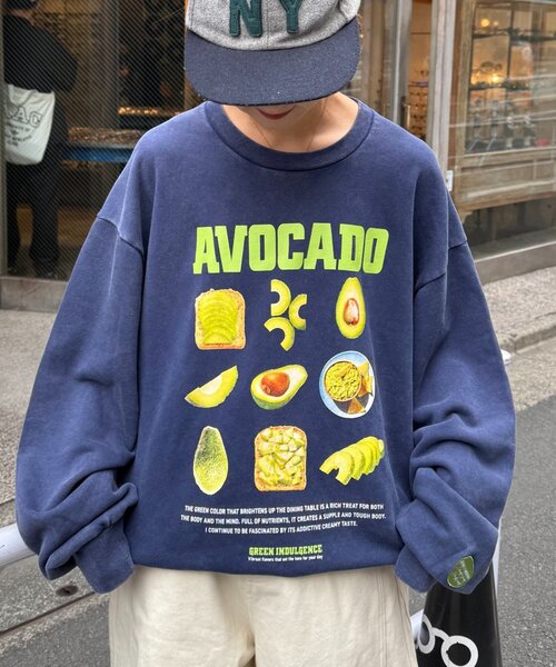 SOUNDSGOOOOD（サウンズグッド）の「【SOUNDS GOOOOD】ベジタブルプリントパウダー加工スウェット（スウェット・レディース・イエロー/ネイビー/ブラック・ONE SIZE）」の3枚目の写真