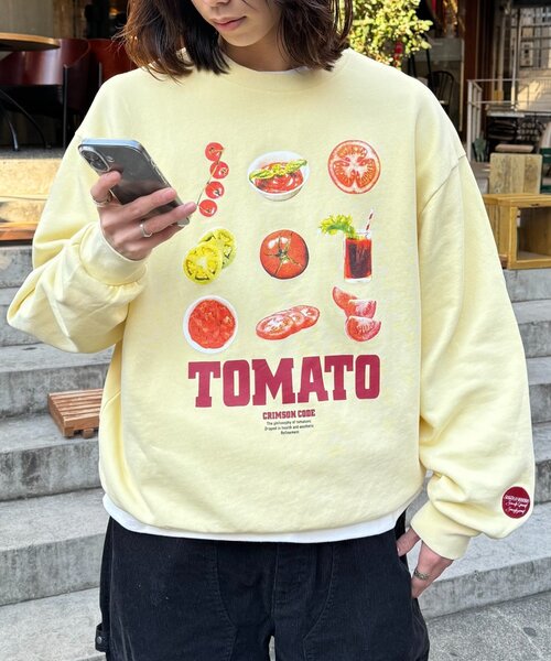 SOUNDSGOOOOD（サウンズグッド）の「【SOUNDS GOOOOD】ベジタブルプリントパウダー加工スウェット（スウェット・レディース・イエロー/ネイビー/ブラック・ONE SIZE）」の7枚目の写真