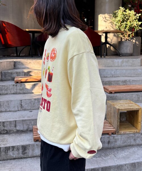 SOUNDSGOOOOD（サウンズグッド）の「【SOUNDS GOOOOD】ベジタブルプリントパウダー加工スウェット（スウェット・レディース・イエロー/ネイビー/ブラック・ONE SIZE）」の10枚目の写真