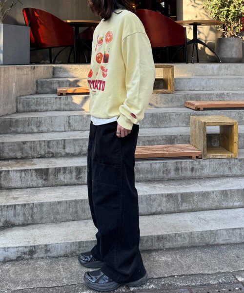 SOUNDSGOOOOD（サウンズグッド）の「【SOUNDS GOOOOD】ベジタブルプリントパウダー加工スウェット（スウェット・レディース・イエロー/ネイビー/ブラック・ONE SIZE）」の13枚目の写真