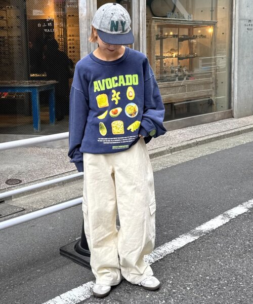 SOUNDSGOOOOD（サウンズグッド）の「【SOUNDS GOOOOD】ベジタブルプリントパウダー加工スウェット（スウェット・レディース・イエロー/ネイビー/ブラック・ONE SIZE）」の16枚目の写真