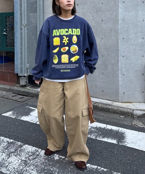 SOUNDSGOOOOD（サウンズグッド）の「【SOUNDS GOOOOD】ベジタブルプリントパウダー加工スウェット（スウェット・レディース・イエロー/ネイビー/ブラック・ONE SIZE）」の21枚目の写真