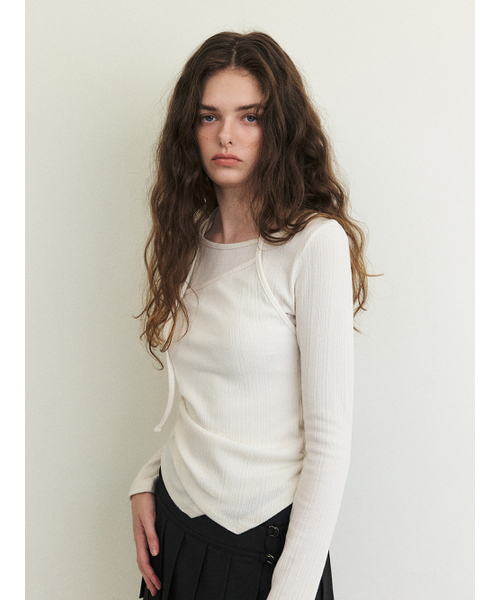 ETMON(エトモン)の「Layered Halter Strap T-Shirt, Cream(Tシャツ/カットソー・レディース・クリーム・FREE)」の2枚目の写真