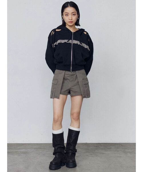 EMODA（エモダ）の「カットアウトリボンフーディ（パーカー・レディース・グレー/ブラック/ライトグレー・FREE）」の9枚目の写真